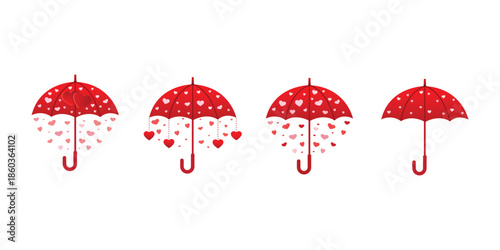 Red Love Umbrella Heart Rain Valentine design