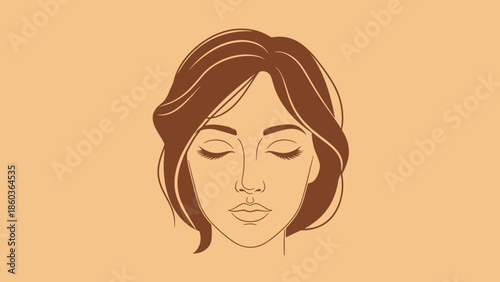 Illustration of a Woman with Eyes Closed in Contemplation.