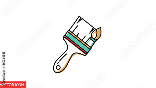 Illustration of a wide paint brush and a small paint brush.