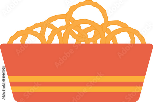 Fried Onion Rings Flat Illustration. Clean Icon Design Element on Isolated White Background
