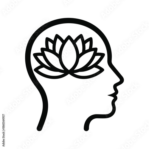 Woman meditating with lotus flower in mind