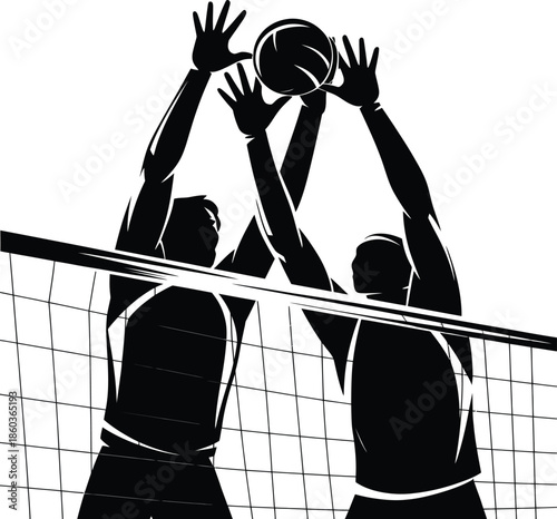 Athletes competing in volleyball match
