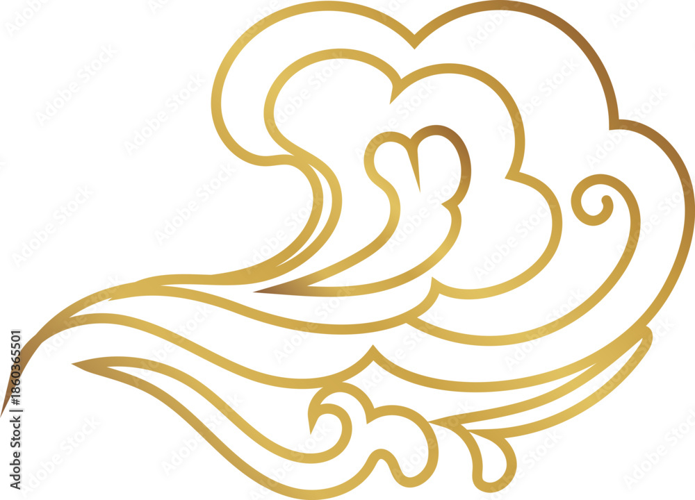 Fototapeta premium Dynamic Cloud Line Art Illustration for Chinese Festival and Cloud Decoration Design