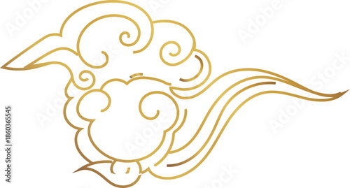 Lucky Cloud Ornament Illustration for Chinese Festival and Cloud Decoration Design