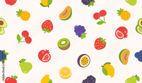Cute mix fruits pattern background vector design