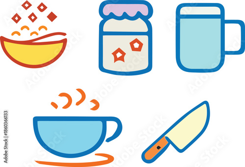 Restaurant Food and Beverage Icon Set
