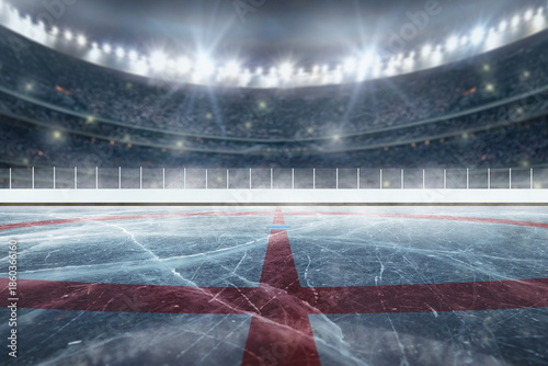 Canvas Print Hockey ice rink sport arena empty field - ice hockey stadium with copy space