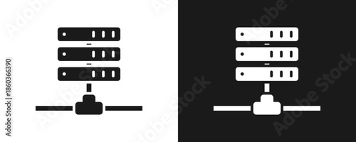 Server Icon Set Glyph In White And Black Background