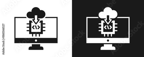 Firmware Icon Set Glyph In White And Black Background