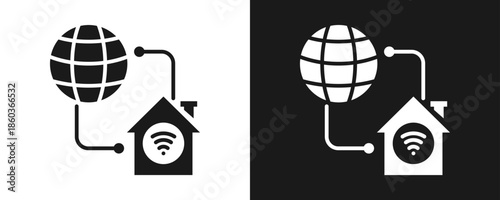 Home Internet Icon Set Glyph In White And Black Background