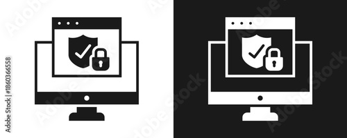 Ssl Icon Set Glyph In White And Black Background