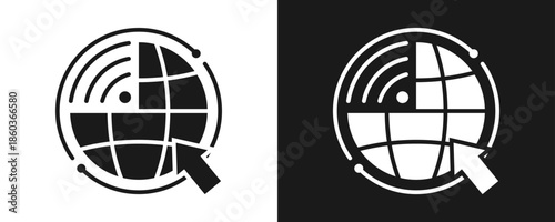Internet Icon Set Glyph In White And Black Background