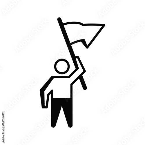 Person Holding Flag Simple Icon