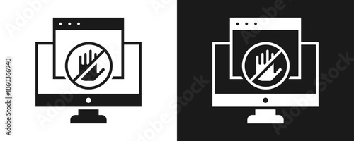Web Block Icon Set Glyph In White And Black Background