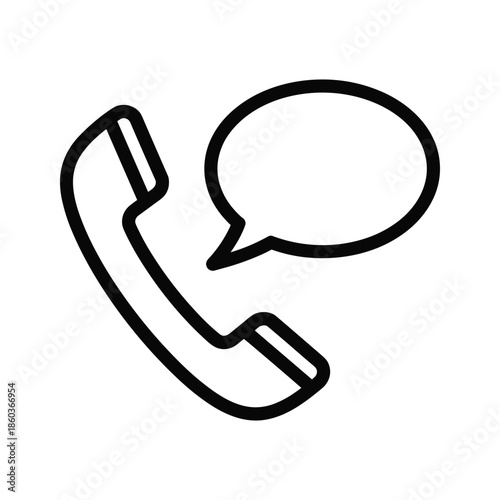 Telephone Handset with Speech Bubble Icon