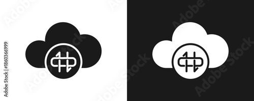 Nat Icon Set Glyph In White And Black Background