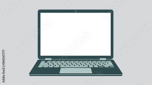 Laptop Computer with Blank Screen for Mockup and Presentation.