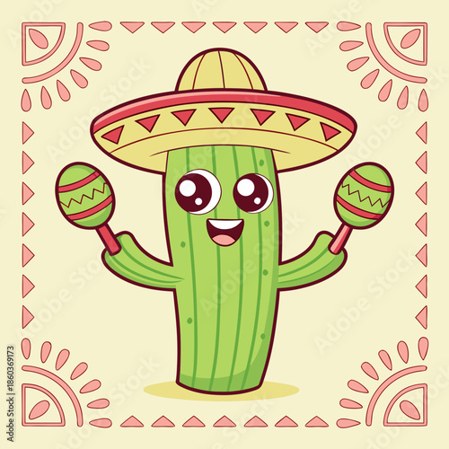 Cinco de Mayo Celebration with Sombrero & Maracas