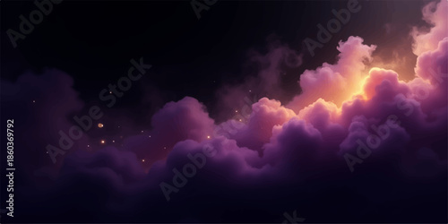 Vibrant purple and orange nebula in deep space with stars
