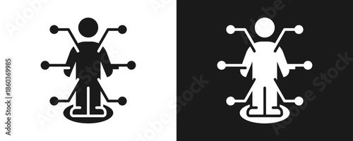 Humanoid Icon Set Glyph In White And Black Background