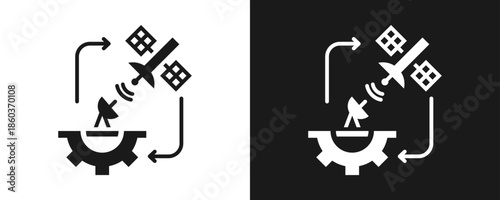 Transmission Icon Set Glyph In White And Black Background