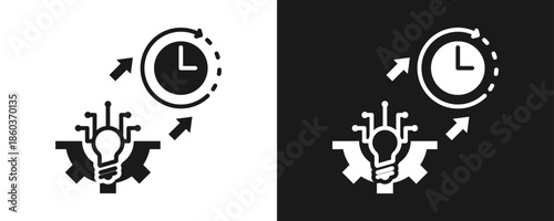 Future Technology Icon Set Glyph In White And Black Background