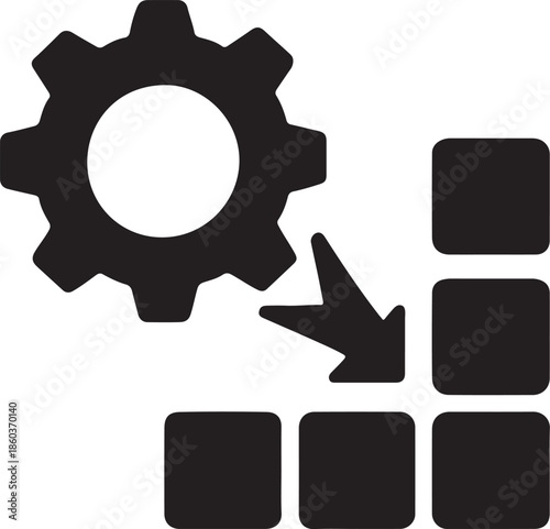 Gear assembling modular shapes icon representing mechanical build, engineering, and structure