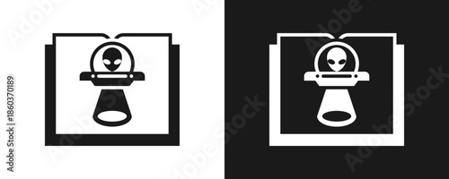 Science Fiction Icon Set Glyph In White And Black Background