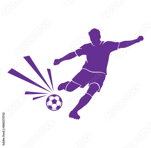 Silhouette of a soccer player kicking the ball during an action sports moment