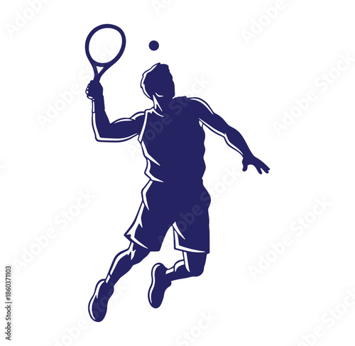 Silhouette of a tennis player hitting a ball during an intense tennis match