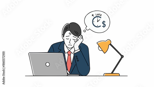 Stressed businessman thinking about late payments and financial problems.