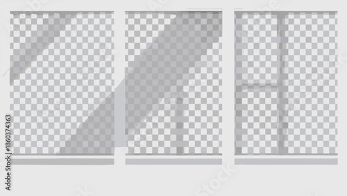 Transparent glass presentation frame mockup with checkered background for design