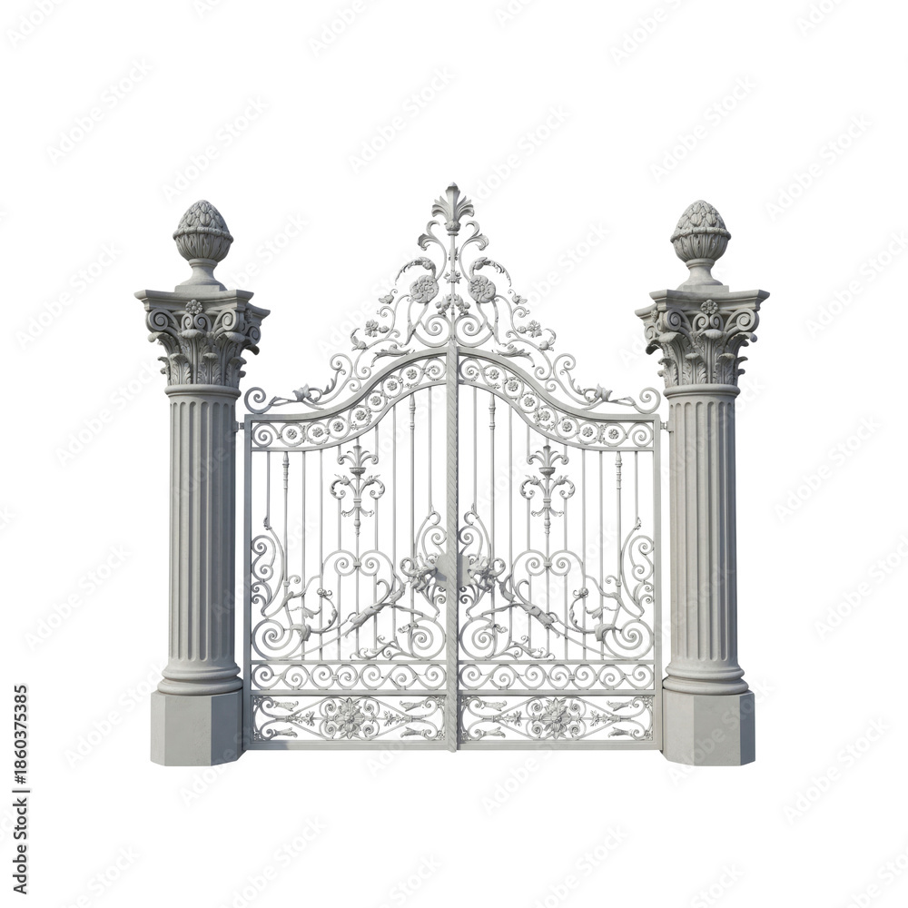 Fototapeta premium Ornate White Gate with Columns