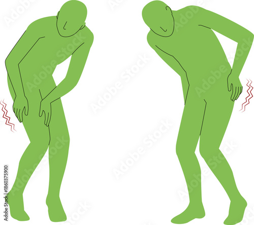 腰、太腿が痺れる人間の全身の略図イラスト