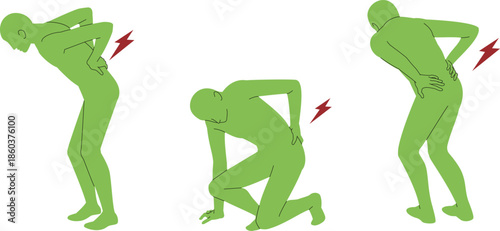 腰が痛む人間の全身の略図イラスト