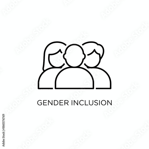 Simple icon representing gender inclusion with minimalist people figures