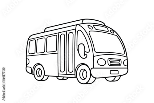 Illustrated school bus isolated on white background, Vector, illustration