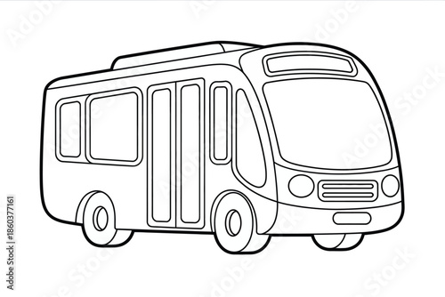 Illustrated bus line drawing isolated on white background, Vector, illustration