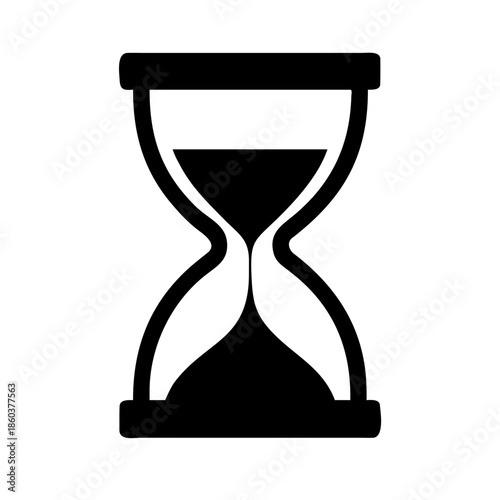 Hourglass Silhouette Icon for Time Management and Deadline Measurement Isolated