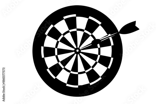 Professional Dartboard Silhouette Icon for Business Strategy and Goal Targeting Isolated