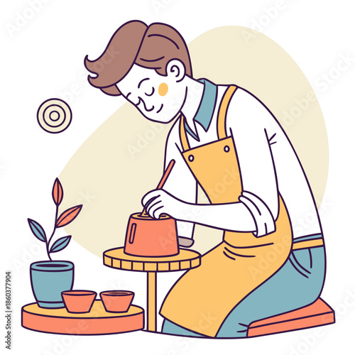 Potter creating art on a wheel