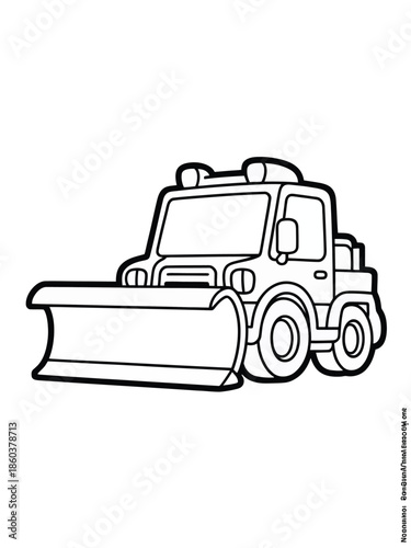 Illustrated snow plow vehicle isolated on white background, Vector, illustration