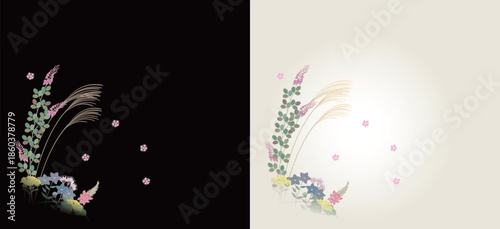 日本の野の花「秋の七草」のイメージイラスト