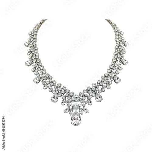Statement Diamond Necklace on Transparent Background