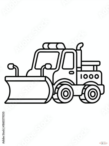 Illustrated snow plow vehicle isolated on white background, Vector, illustration