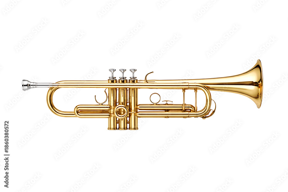 Obraz premium Golden Brass Trumpet Isolated