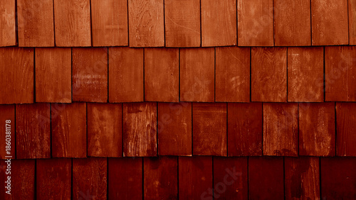 Tableau sur toile Old red or brown rustic wood shingles texture background