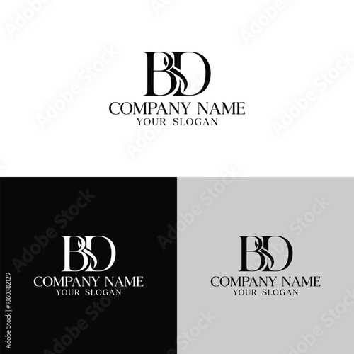 Initial Letter B and D luxury Logo Design Vector