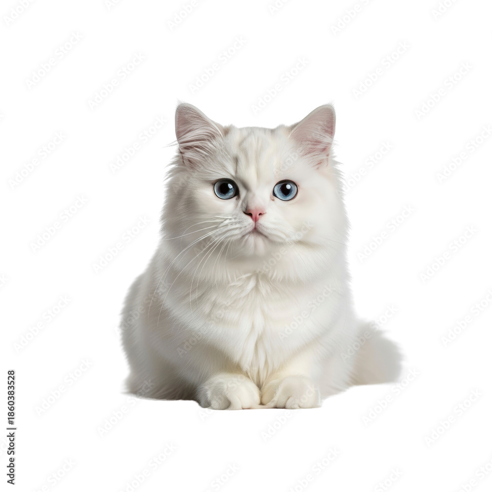 Fototapeta premium Adorable white cat with blue eyes