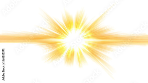 Bright yellow star flare with a luminous center an isolated graphic on transparent background